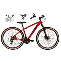 Bicicleta Aro 29 Ksw Xlt 24v K7 Câmbios Shimano Freio Hidráulico Garfo Trava Pneu Faixa - Vermelho Tam.17