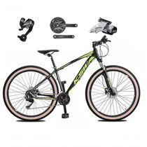 Bicicleta Aro 29 Ksw Xlt 27v Câmbios Shimano Altus Freios Hidráulicos Garfo Trava Pneu Faixa - Preto/verde Tam.19