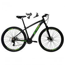 Bicicleta Aro 29 Ksw Xlt Alumínio 24v Câmbios Shimano Garfo Suspensão - Preto/verde Tam.17