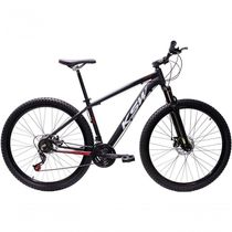 Bicicleta Aro 29 Ksw Xlt Alumínio 27v Freio Disco Mecânico Garfo Suspensão - Preto/vermelho/branco Tam.21