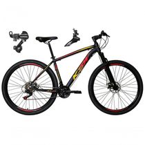 Bicicleta Aro 29 Ksw Xlt Alumínio 24v Câmbios Shimano Garfo Suspensão - Preto/vermelho/amarelo Tam.17