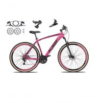 Bicicleta Aro 29 Ksw Xlt 24v K7 Câmbios Shimano Freio Hidráulico Garfo Trava Pneu Faixa - Rosa Tam.15