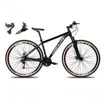 Bicicleta Aro 29 Absolute Nero 5 Alumínio 24v Câmbios Shimano Garfo Suspensão Pneu Faixa - Preto Tam.21