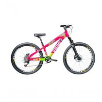 Bicicleta Aro 26 Vikingx Rosa Verde 1x8 Freios Hidraulicos Câmbios Shimano