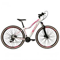 Bicicleta Feminina Aro 29 Ksw Mwza Shimano 24v K7 Freios Hidráulicos Garfo Trava Pneu Faixa - Branco-rosa Tam.15