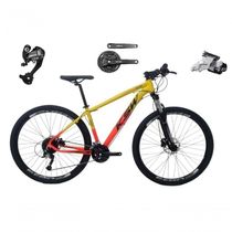 Bicicleta Aro 29 Ksw Xlt 27v Câmbios Shimano Altus Freios Hidráulicos Garfo Com Trava - Amarelo-laranja Tam.15
