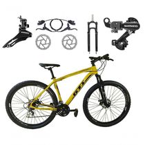 Bicicleta Aro 29 Gti Roma Shimano 24v K7 Freio A Disco Hidráulico Garfo Com Trava - Amarelo Tam.15