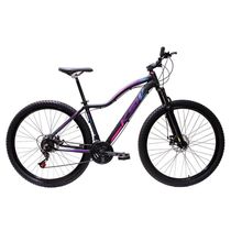 Bicicleta Ksw Aro 29 Feminina Alumínio 21 Marchas Freio A Disco Preto Fos Pink Azul 19