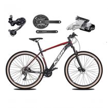 Bicicleta Aro 29 Ksw Xlt Deore E Altus 27v Freio Hidráulico Garfo Trava Pneu Faixa Bege - Preto-vermelho-branco Tam.15