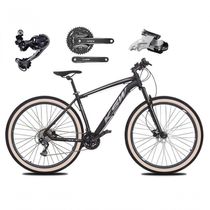Bicicleta Aro 29 Ksw Xlt Deore E Altus 27v Freio Hidráulico Garfo Trava Pneu Faixa Bege - Preto-prata Tam.15