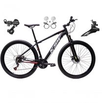 Bicicleta Aro 29 Ksw Xlt 24v K7 Câmbios Shimano Freio Hidráulico Garfo Trava - Preto/vermelho/branco Tam.19