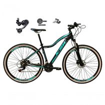 Bicicleta Feminina Aro 29 Ksw Mwza Câmbio Deore E Altus 27v Hidráulico Garfo Trava Pneu Faixa Bege - Preto/azul Tam.15