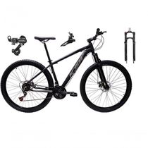 Bicicleta Aro 29 Ksw Xlt Alumínio 24v Câmbios Shimano Garfo Com Trava No Ombro - Preto-prata Tam.15