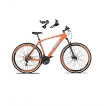 Bicicleta Aro 29 Ksw Xlt Alumínio 24v Câmbios Shimano Garfo Suspensão Pneu Faixa Bege Laranja 15