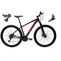 Bicicleta Aro 29 Ksw Xlt Alumínio 24v Câmbios Shimano Garfo Suspensão - Preto/vermelho/laranja Tam.21
