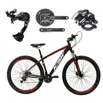 Bicicleta Aro 29 Ksw Xlt Alívio E Altus 27v Freio Hidráulico Garfo Trava - Preto-vermelho-branco Tam.17