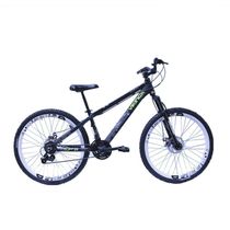 Bicicleta Viking Tuff 30 Freeride Aro 26 Freio A Disco Cambios Shimano Preto Amarelo Neon Aro Branco.