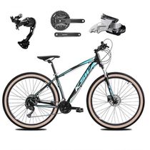 Bicicleta Aro 29 Ksw Xlt Alívio E Altus 27v Freio Hidráulico Garfo Trava Pneu Faixa - Preto-azul Tam.19