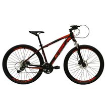 Bicicleta Aro 29 27v Freio Hidráulico Preto Vermelho Tam. 21