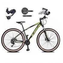 Bicicleta Aro 29 Ksw Xlt Deore E Altus 27v Freio Hidráulico Garfo Trava Pneu Faixa Bege - Preto-verde Tam.15