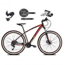 Bicicleta Aro 29 Ksw Xlt Deore E Altus 27v Freio Hidráulico Garfo Trava Pneu Faixa Bege - Preto-vermelho-laranja Tam.17