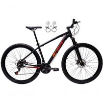 Bicicleta Aro 29 Ksw Xlt 24v Freios Disco Hidráulicos Garfo Suspensão - Preto/vermelho/laranja Tam.15