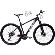 Bicicleta Aro 29 Ksw Xlt 24v Freios Disco Hidráulicos Garfo Suspensão - Preto/vermelho/branco Tam.17