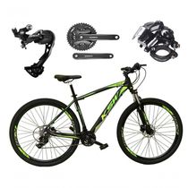 Bicicleta Aro 29 Ksw Xlt Alívio E Altus 27v Freio Hidráulico Garfo Trava - Preto-verde Tam.17