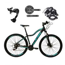 Bicicleta Aro 29 Ksw Mwza Feminina Câmbio Shimano Alívio E Altus 27v F/hidráulico Garfo Trava - Preto/azul Tam.17