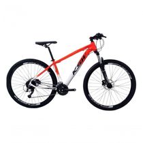 Bicicleta Aro 29 Ksw Xlt Alumínio 24v Câmbios Shimano Garfo Com Trava No Ombro - Laranja/branco Tam.21