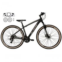 Bicicleta Aro 29 Ksw Xlt 24v Freios Disco Hidráulicos Garfo Suspensão Pneu Faixa - Preto/prata Tam.15