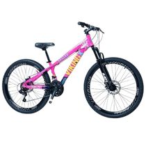 Bicicleta Vikingx Freeride Aro 26 Câmbios Shimanos 21v Rosa Azul