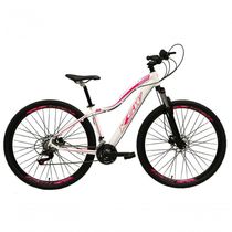 Bicicleta Feminina Aro 29 Ksw Mwza 27v Freio Hidráulico K7 Garfo Com Trava - Branco-rosa Tam.17