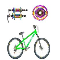 Bicicleta Aro 26 Vikingx Verde Neon 1x7v Cubo E Roda Livre Camaleão