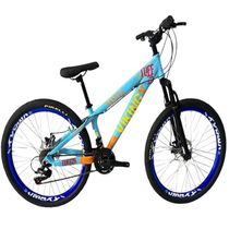 Bicicleta Vikingx Aro 26 Azul Laranja Cambios Shimano Aro Vmaxx