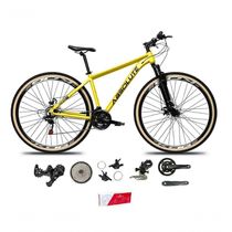 Bicicleta Aro 29 Absolute Nero 5 Alumínio 2x9 18v K7 Freios Hidráulicos Garfo Com Trava Pneu C/faixa - Amarelo Tam.17