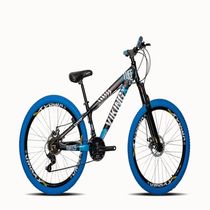Bicicleta Viking Aro 26 Preto Azul Câmbios Shimanos Com Pneu Azul