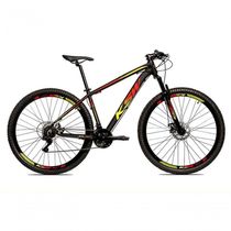 Bicicleta Aro 29 Ksw Xlt Alumínio 24v Câmbios Shimano Garfo Com Trava No Ombro - Preto/vermelho/amarelo Tam.17