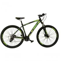 Bicicleta Aro 29 Ksw Xlt Alumínio 24v Câmbios Shimano Garfo Com Trava No Ombro - Preto/verde Tam.17
