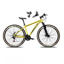 Bicicleta Aro 29 Absolute Nero 5 Alumínio 24v Câmbios Shimano Garfo Suspensão Pneu Faixa - Amarelo Tam.19
