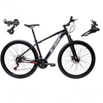 Bicicleta Aro 29 Ksw Xlt Alumínio 24v Câmbios Shimano Garfo Suspensão - Preto/vermelho/branco Tam.15