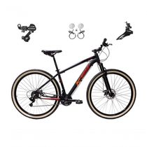 Bicicleta Aro 29 Ksw Xlt 24v K7 Câmbios Shimano Freio Hidráulico Garfo Trava Pneu Faixa - Preto/vermelho/laranja Tam.19
