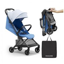 Carrinho de Bebê MAMAZING Ultra Air X Azul Fibra de Carbono, Ultra-leve < 4,5 kg, Capota UPF 50+ Impermeável, Cinto 5 Pontos
