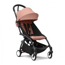 Carrinho de Bebê Stokke YOYO3 Ginger - Estrutura Preta em Alumínio, Dobrável Compacto, Assento Reclinável, Cinto 5 Pontos, Compacto para Viagem