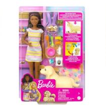 Boneca Barbie Filhotinhos Recem Nacidos Negra Mattel HCK76