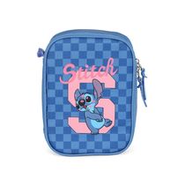 Estojo Box 100 Pens Luxcel Stitch Quadriculado Azul