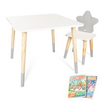 Kit Mesa e Cadeira Infantil Estrela - Cinza