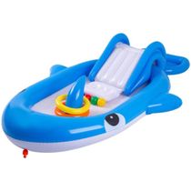 Piscina Infantil Escorrega E Esguicho D Agua - 112l Baleia Azul
