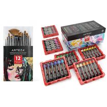 Kit de Tinta Acrílica Profissional com 12 Pincéis e 60 Cores, Arteza