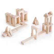 Blocos de montar de madeira Unit Blocks Set B Guidecraft com 56 peças naturais para construção e atividades STEM